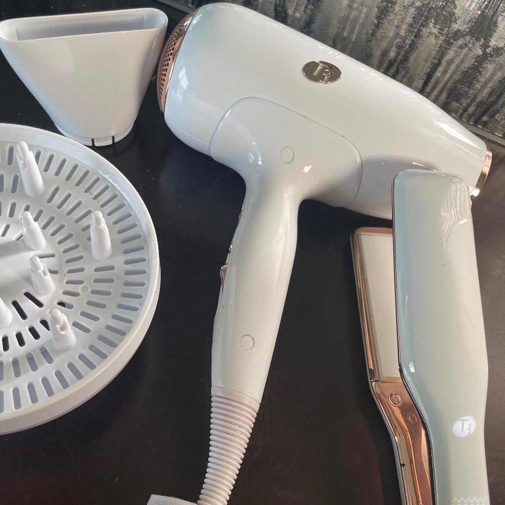 T3 Cura Luxe Hair Dryer + Flat Iron Set | Diffuser + Nozzle